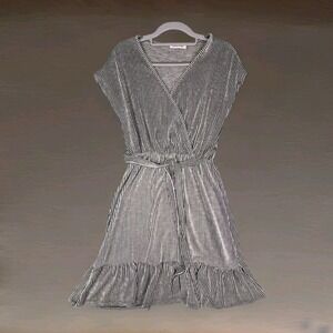 Caution to the Wind Dress V Neck  Faux Wrap Stripe